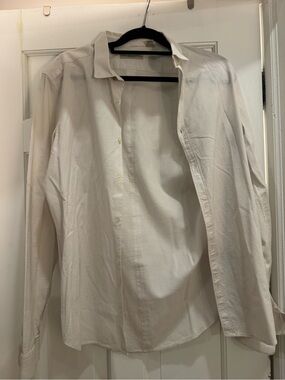 Burberry Men's Cream Button-Down Dress Shirt